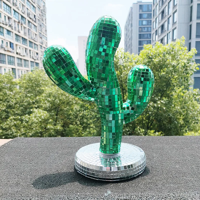 Glasspiegel, reflektierende Kaktus-Disco-Kugel-Ornamente, kreative Dekorationen für den Innenbereich