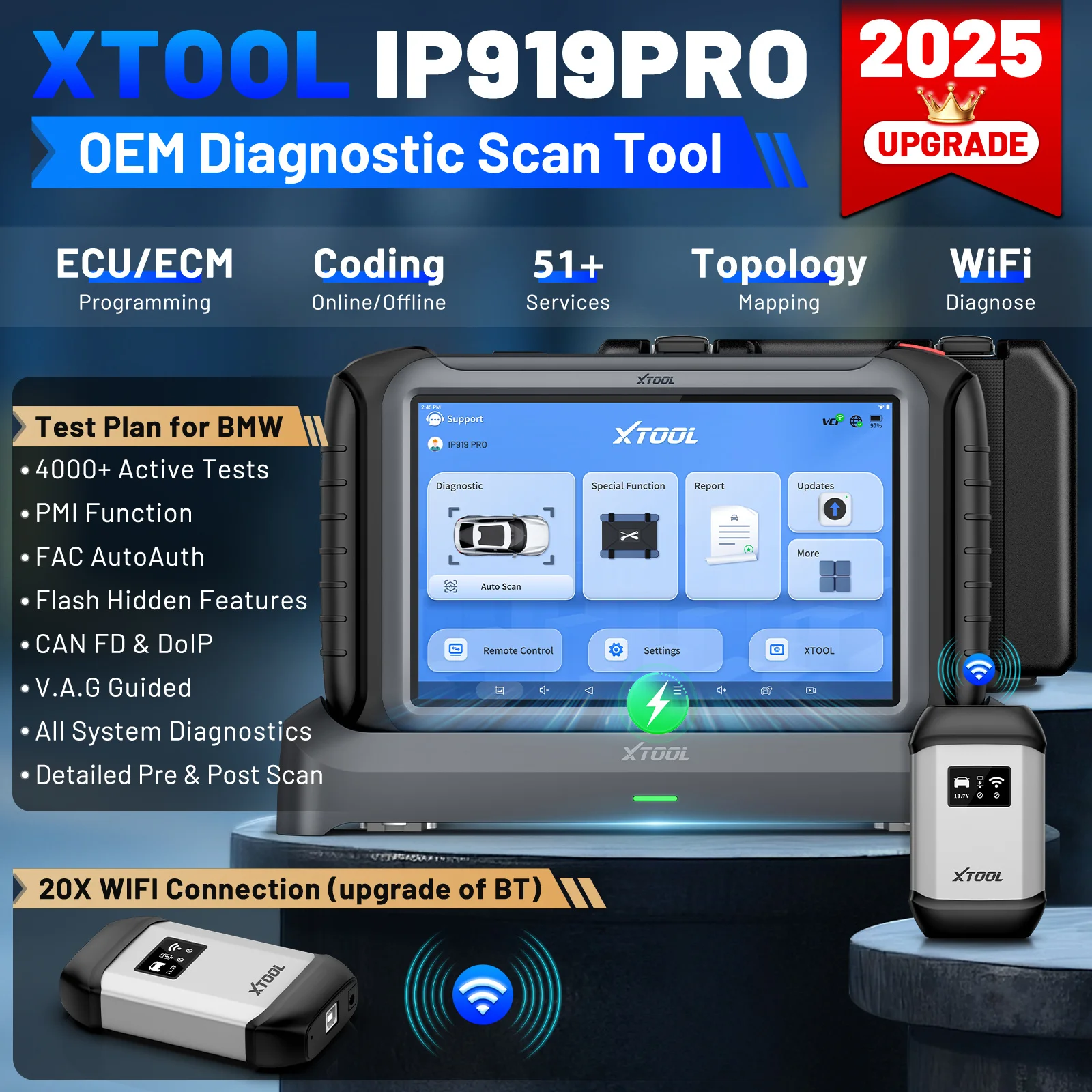 Picture 3: XTOOL IP919PRO Automotive Diagnostic Tools ECU Programming Coding IMMO Key Programming OBD2 Scanner 42+ Service Topology Map FCA