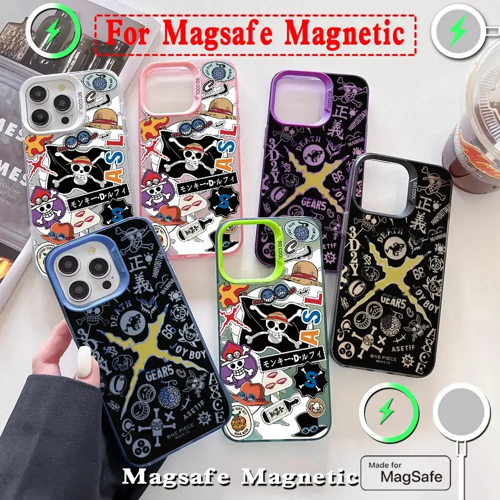 Original Sailing Pieces Ones Magsafe Magnetic Phone Case for IPhone 11 12 13 14 15 16 Pro Max Plus Lens Border Plated Cover