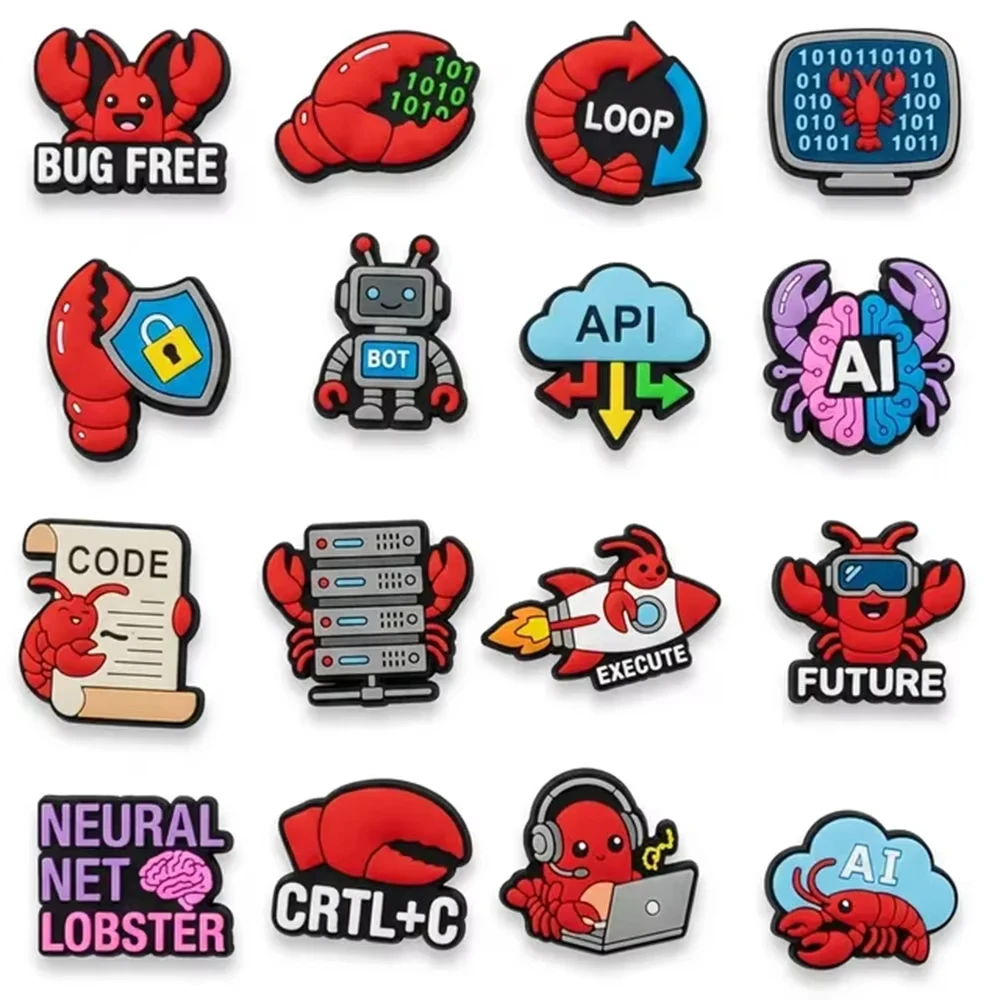 

Cute Lobster Bug Free Croc Charms, Cartoon Programmer Code Shoe Decoration, DIY Shoe Buckle for Clogs, Gift for IT Geeks