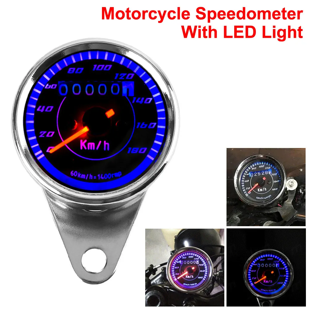 Motorrad Tachometer Moto Zubehör Maschinen Modifizierte Kilometerzähler Moto Gauge Mit LED Licht Universal