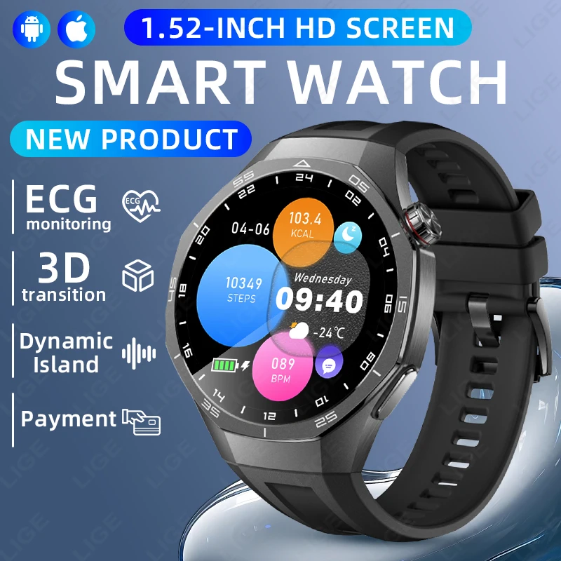 LIGE Sports Fitness Tracker Smart Watch 2026 New 3D Dial Dual Core CPU 1.52" HD Screen Heart Rate Bluetooth Call Smartwatch Men