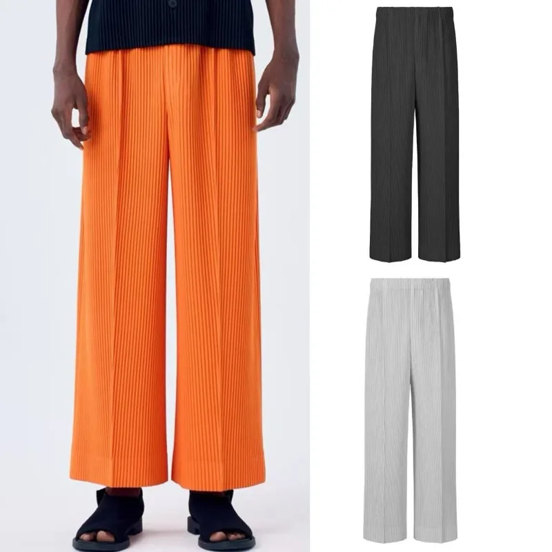 

Miyake Pleated Straight Pants Men Japanese Senior Miyake Wind Pleated Loose 2025 New Casual Center Seam Wide-leg Pants Men