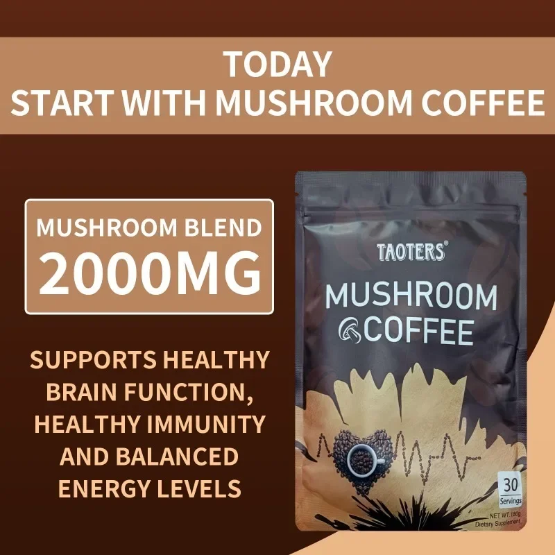 Mushroom Coffee - Mushroom Blend Supplement, Supports Energy, Supports Brain Function, Immune and Digestive Health, Vegetarian