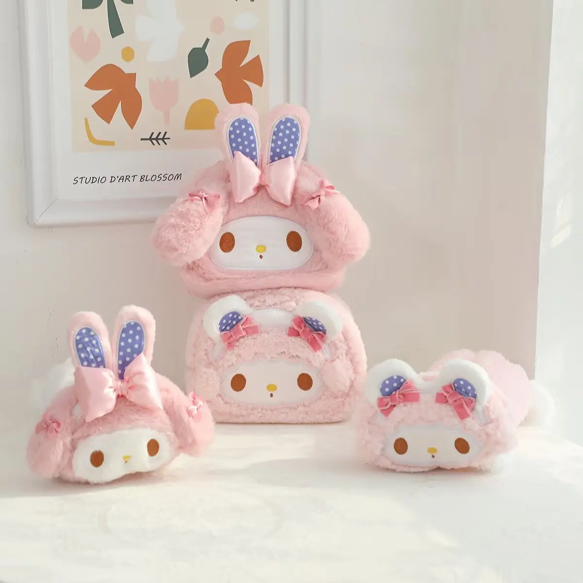 

My Melody Girl cartoon Makeup bag portable storage bag Sanrio children Anime Popular Kawaii plush cute handbag Coin wallet bag