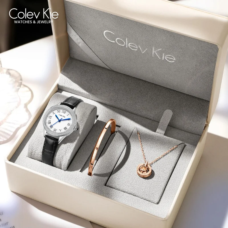 

ColevKie Women's Watches Diamond Case High-End Luxury Ladies Quartz Wristwatches Fashion Dress Watch Gift Sets