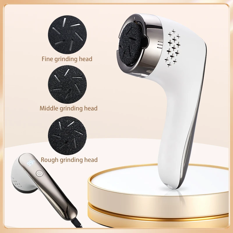 ไฟฟ้าแคลลัสRemover Professionalแฟ้มเท้าเครื่องบดPedicureเครื่องชาร์จHeel Cracked Dead Skin Scrubber 3 หัว