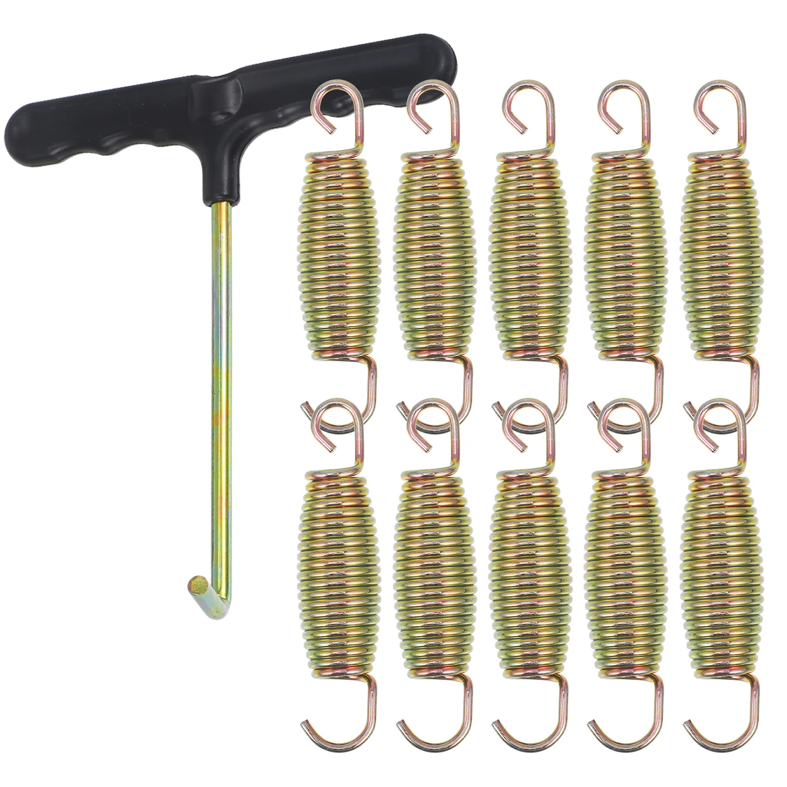 

11pc Universal Trampoline Springs Pull T-Hook Galvanized Steel Good Elasticity Uniform Force New Waist Drum Design High Strength