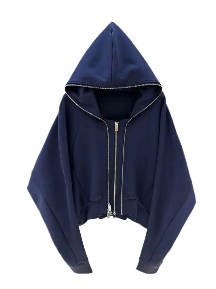 

Корейское однотонное простое пальто с капюшоном на молнии, женское длинное пальто Sve, высококачественный топ для поездок на работу