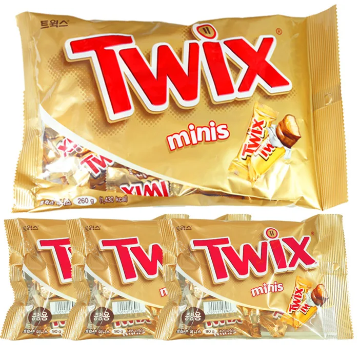 Mars Twix 530g (260g 1 Pieza + 90g 3 Piezas) Barra de Chocolate Snack de Chocolate