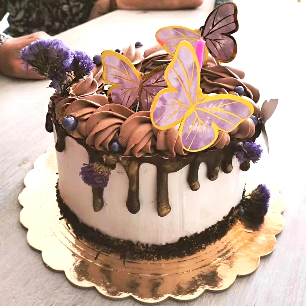 Decoración Para tarta de mariposa, adornos para tarta de oro y rosa, cumpleaños, boda, aniversario, ducha, 50 piezas