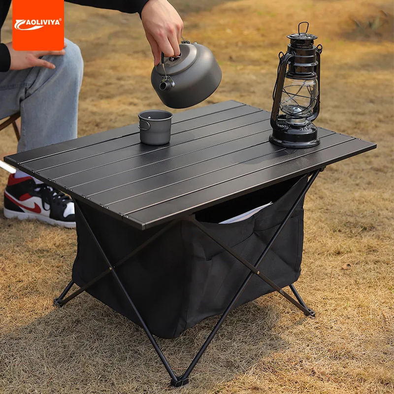 

Aoliviya Outdoor Aluminum Alloy Folding Table Portable Egg Roll Picnic Table Stall Table Camping and Chair Equipment