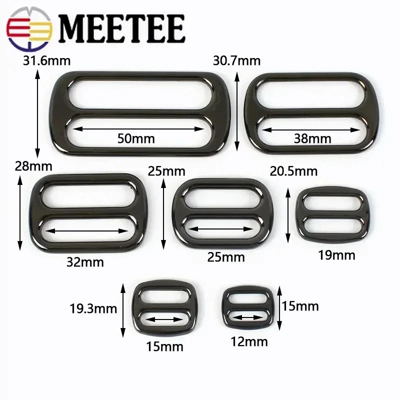 5/10Pcs 12-50mm Metal Buckles for Strap Bag Tri-Glide Slider Ring Clasp Webbing Belt Hook Adjuster DIY Backpack Loop Accessories