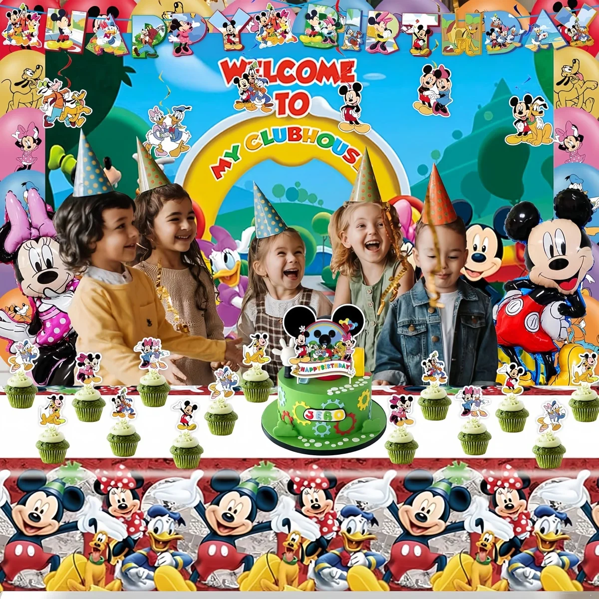 Taplak meja Disney Minnie Mouse, taplak meja dekorasi ulang tahun, Mickey Mouse, taplak meja sekali pakai, perlengkapan pesta anak Shower, bayi Mickey