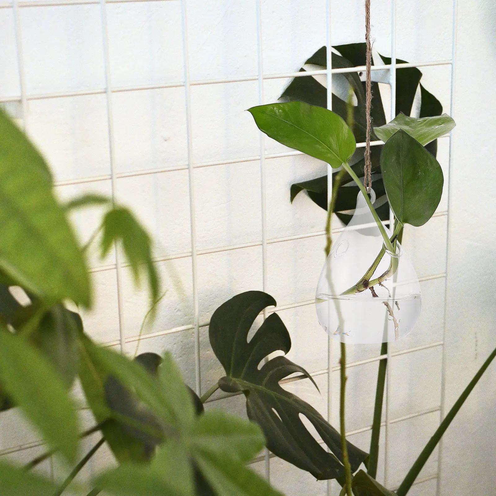 

Набор из 1 шт. Изысканная стеклянная подвесная ваза, прозрачный гидропонный цветочный горшок-подвеска для суккулентов, комнатных растений, домашнего декора