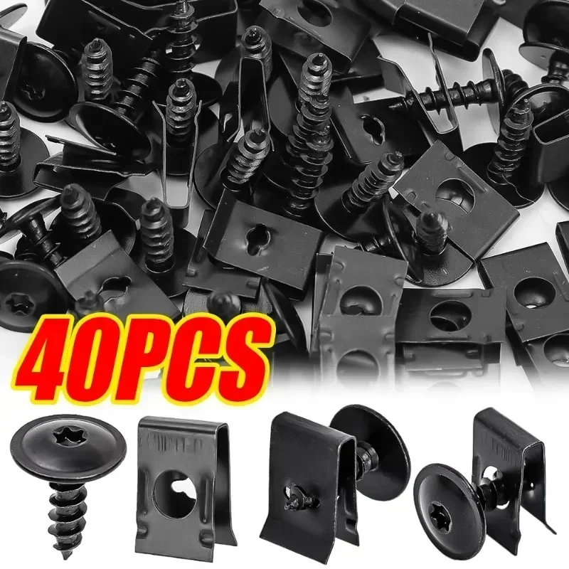 10-100PC Metal U-shaped Shims Self-Tapping Screws Kit Car Self-tapping Screw Fasteners Auto Motorcycle Modification Accessories