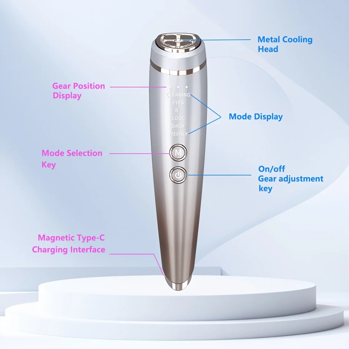 Strumento di bellezza domestico ricaricabile USB 6 in 1, massaggiatore per il viso, strumento per la cura della pelle, per il sollevamento del viso e il rassodamento degli occhi