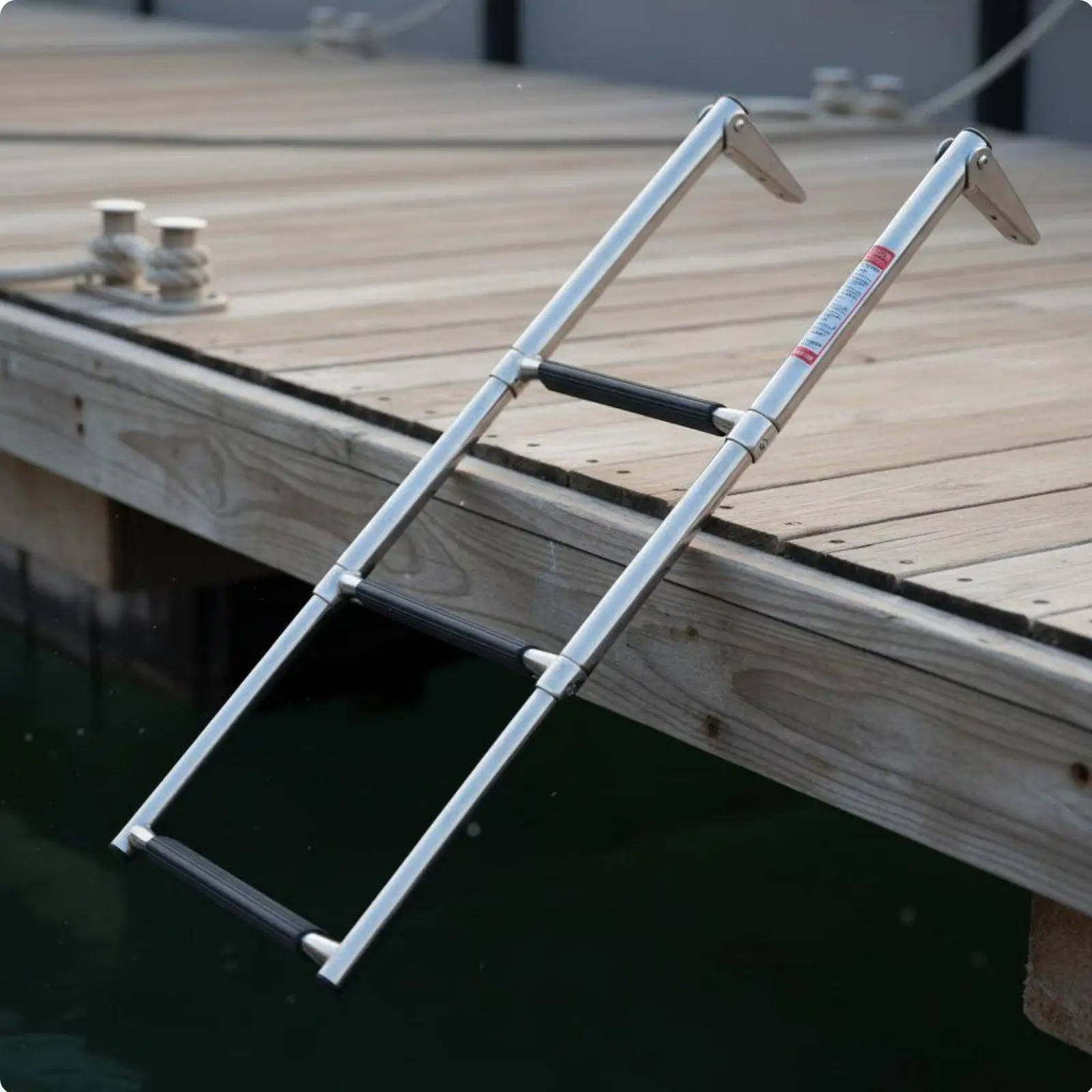 Three-Step Telescopic Boat Ladder Anti-Slip Steps Stainless Steel Boarding Ladder for Yacht