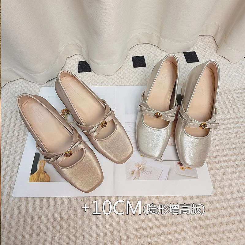 

2026 New Style High Heels 10cm French Mary Jane Women's Square-Toed Chunky Heel Shoes