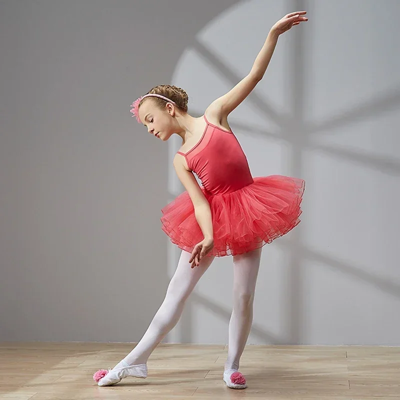 Ballettkleid für Mädchen, ärmellose Ballett-Tanzbekleidung, Ballett-Trikot für Kleinkinder, Tanzkleid, Tutu-Kleid, Kinder-Tanzröcke mit Tüll
