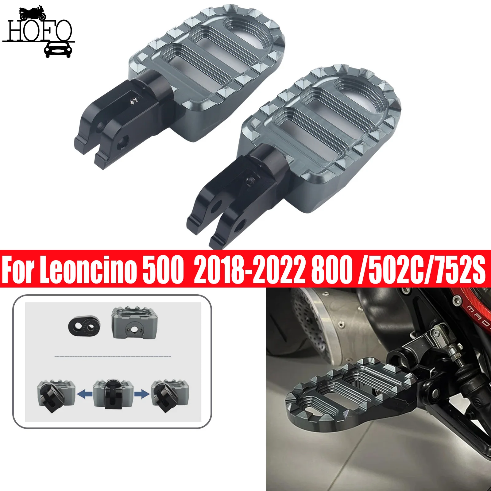 

Для Leoncino 500 2018-22 Leoncino 800 21-22 аксессуары для мотоциклов, передние подножки для водителя, серые с ЧПУ