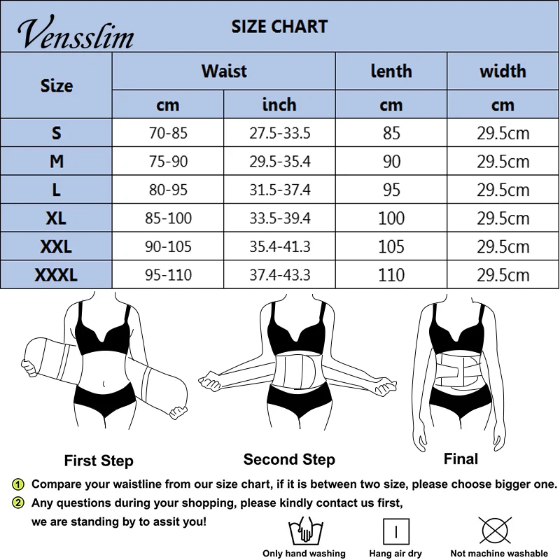 Vensslim Waist Trainer Women Belly Slimming Tummy Control Shapewear Sauna Sweat Trimmer Belt Slimmer Workout Body Shaper Corset