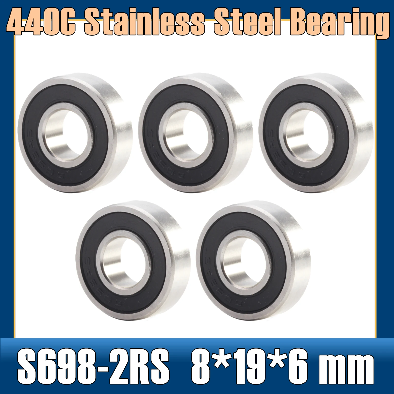 S698RS łożysko 8*19*6mm (5 sztuk) S698 RS 698 440C łożyska kulkowe ze stali nierdzewnej S698-2RS