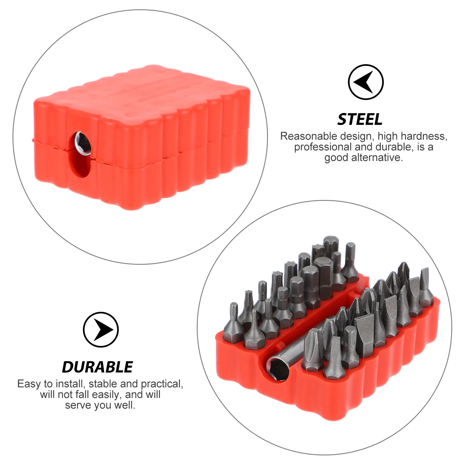 

33pcs Electric Screwdriver Bit Set Chrome Vanadium Steel Durable Professional Tool for Disassembly Maintenance DIY Home Use Red