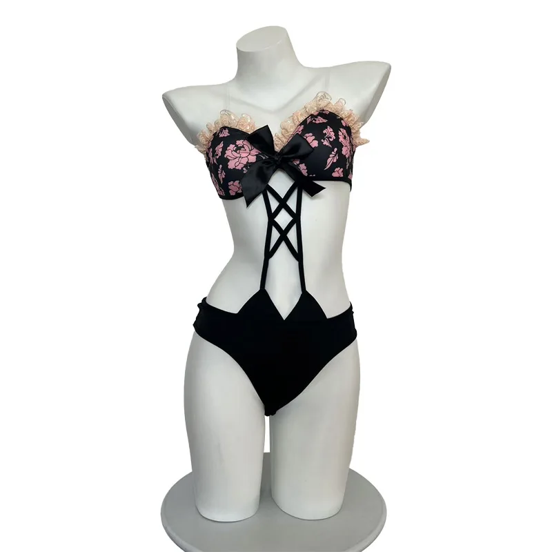 

Ladies' Sexy Lingerie Midnight Passion Split Three-point Women's Pure Desire Camisole Bikini Print Sexy No Take Off Set