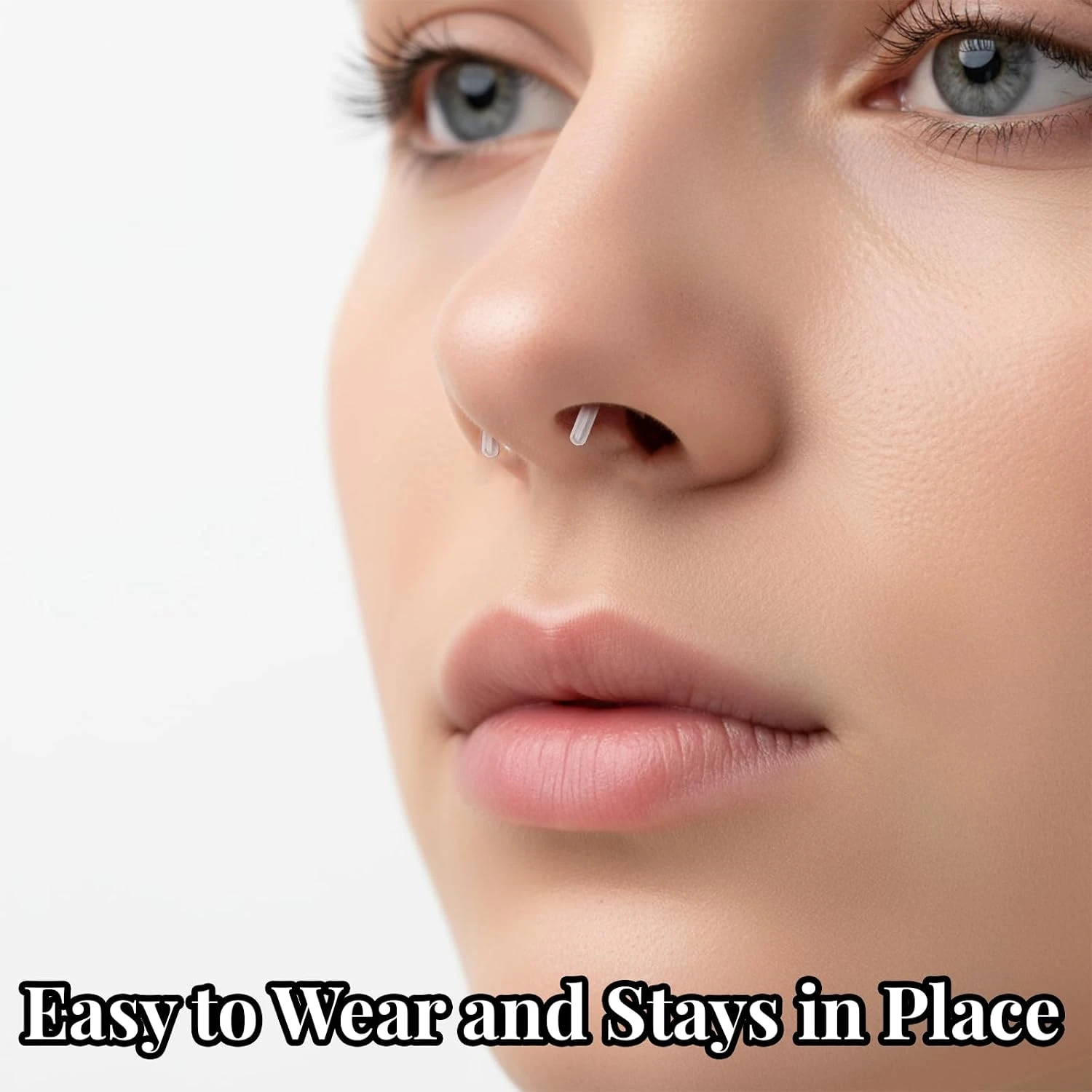 20Pcs 14G/16G Clear Septum Retainer Piercing for Work Acrylic Flexible U Shape Nose Ring Hidden Body Piercings Jewelry Women