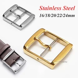 Watch Band Metal Buckle 16mm 18mm 20mm 22mm 24mm Strap Solid Square Button Stainless Steel Clasp Accessories Universal Pin Clasp