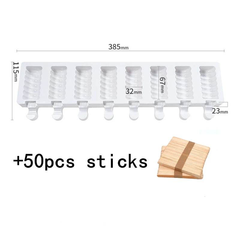 8-gaats siliconen ijsvorm Magnum siliconen mal DIY vruchtensap Ice Pop Cube Maker ijsbakje ijslollyvorm bakken accessoire