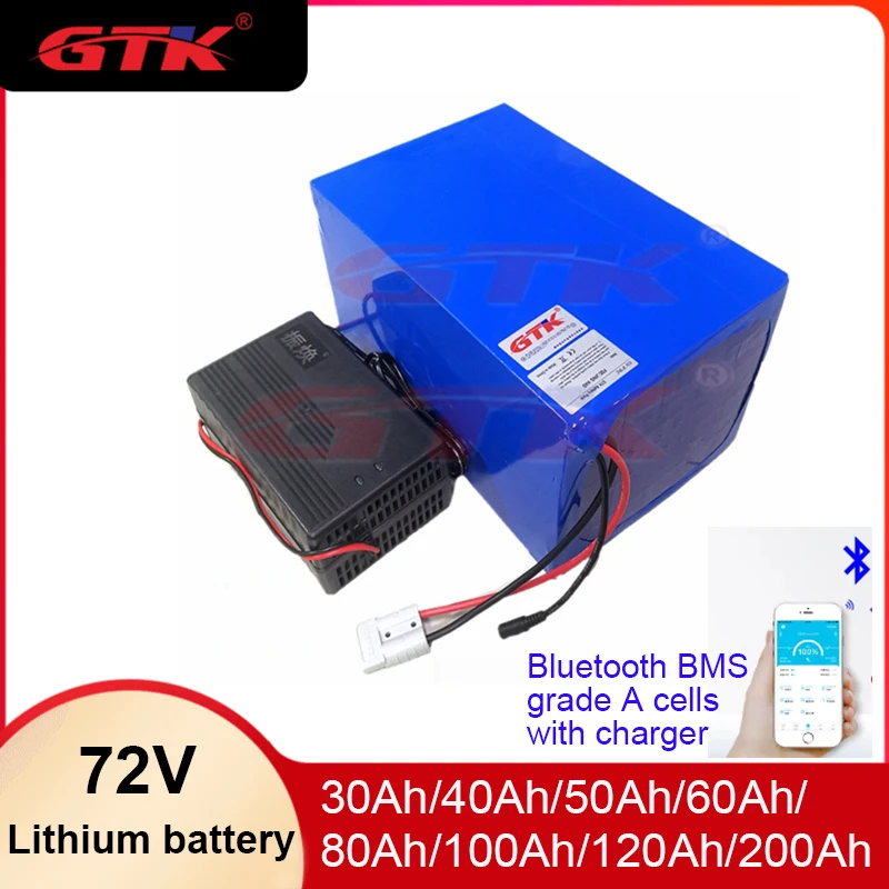 GTK 72V 30Ah 40Ah 50Ah 60Ah 80Ah 100Ah 120Ah 200Ah Battery 3000W 5000W 84V tricycle Two-wheeler three-wheeler