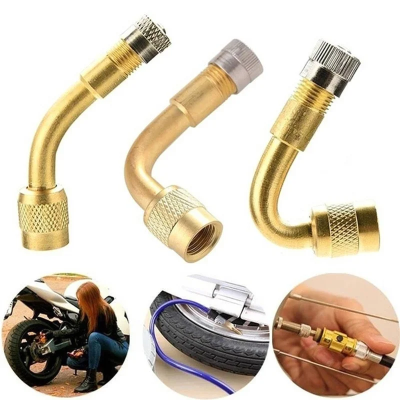 45/90/135 Degree Bent  Air Tyre Valves Adapter Car Valve Inflator Extension Stem Brass for Truck Motorcycle Cycling Accessories