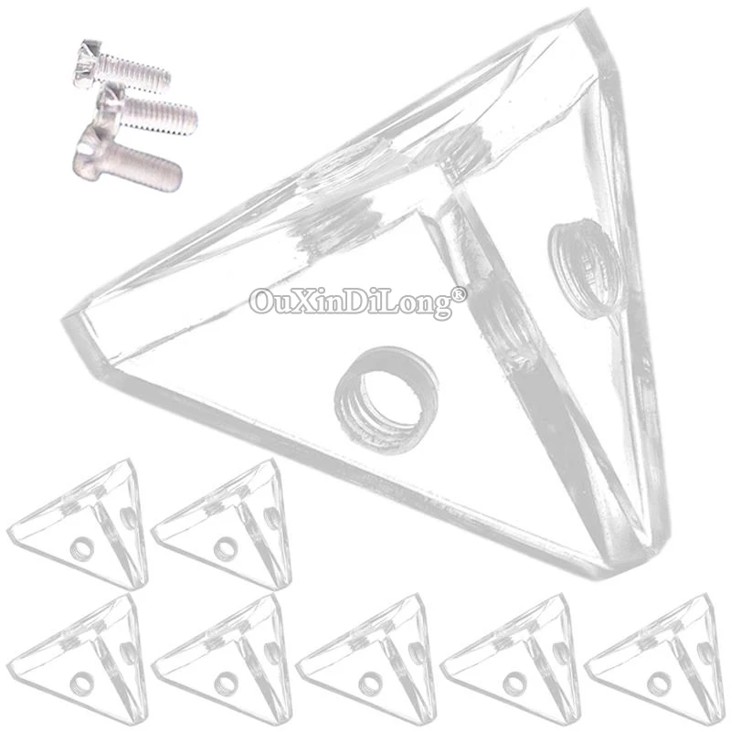 IN STOCK 300PCS Clear Acrylic Corner Braces Triangle Display Cases Box Assemble Corner Braces Joint Plastic Showcase Connectors