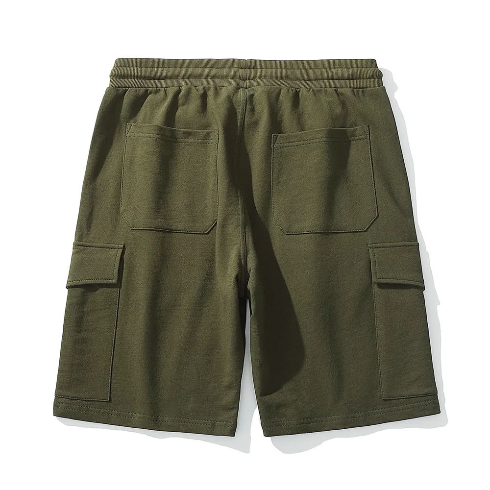 Verano Europeo 250GSM Pantalones cortos de trabajo de algodón 100% de gran tamaño y peso pesado - Pantalones cortos deportivos informales relajados con múltiples bolsillos de 5 pulgadas