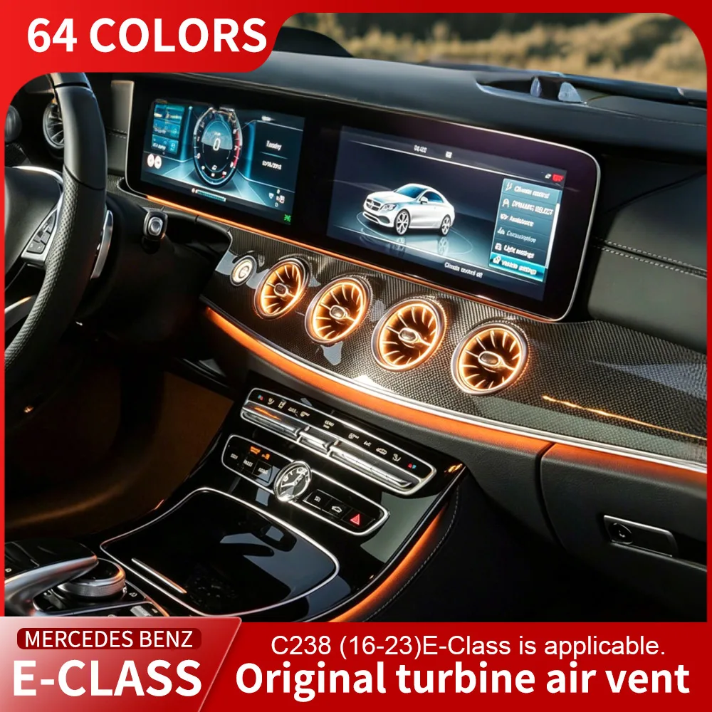 For Mercedes Benz C238 W238 E-Class Coupe LED Ambient Lights 64 Colors Air Vent Decoration Atmosphere Lighting Car Accessories