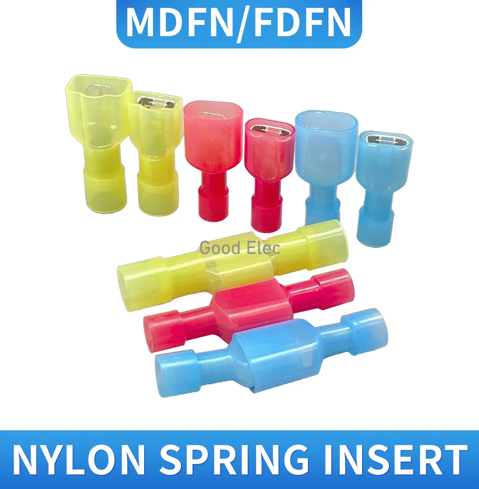 50pcs 25sets /10pcs 5sets MDFN FDFN MDFN+FDFN NYLON brass Male Female male Insulated Spade joint Connector Crimp Terminal