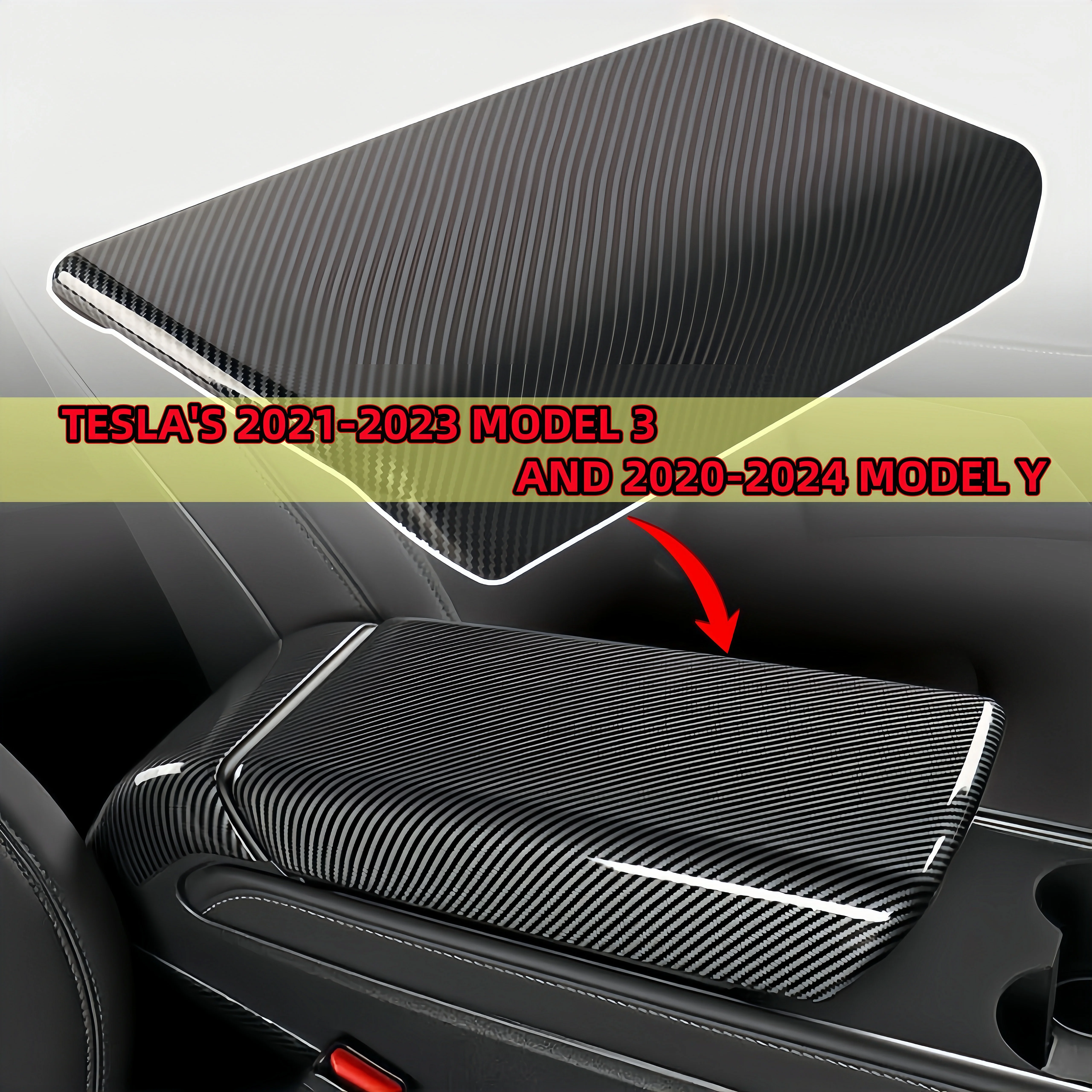 

For Tesla Model Y 2020-2024 And Model 3 2021-2023 Center Console Armrest Box Protector Cover ABS Armrest box cover Protector