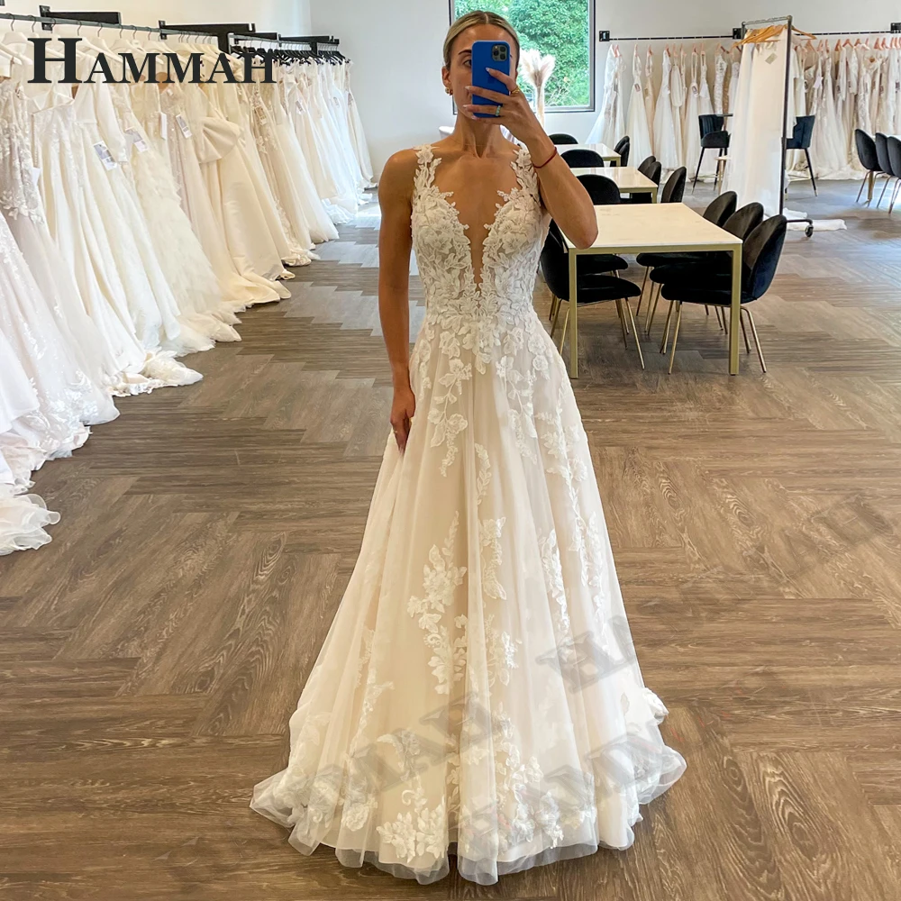 2024 Modest Brush Train Wedding Dresses Brides Gown Tiered Appliques Backless Sposa Vestidos Bridal Party Suit Robe De Mariée