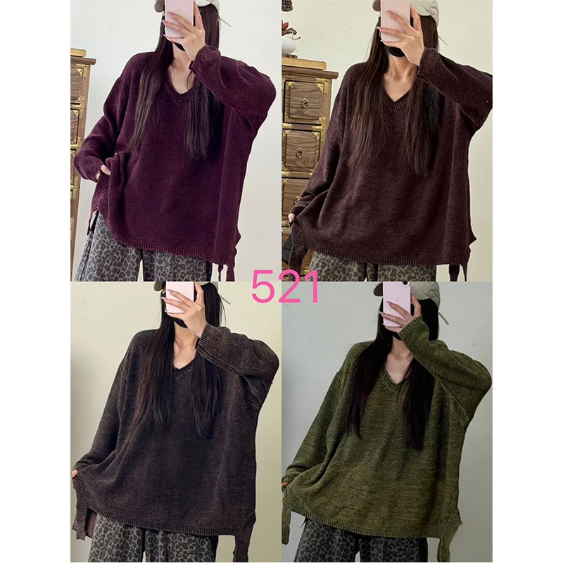 Masss Wasss 2025 Korean Winter Fashion Pullover Womens Loose Warm O Neck Sweaters Ladies Leisure Solid Big Size Knitted Jumpers