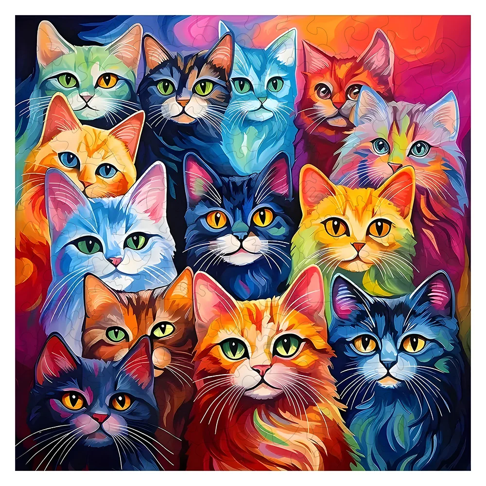 大人のための猫をテーマにした木製パズル、ユニークな形、頭の体操、誕生日とクリスマスのギフト、友達のゲームに適しています