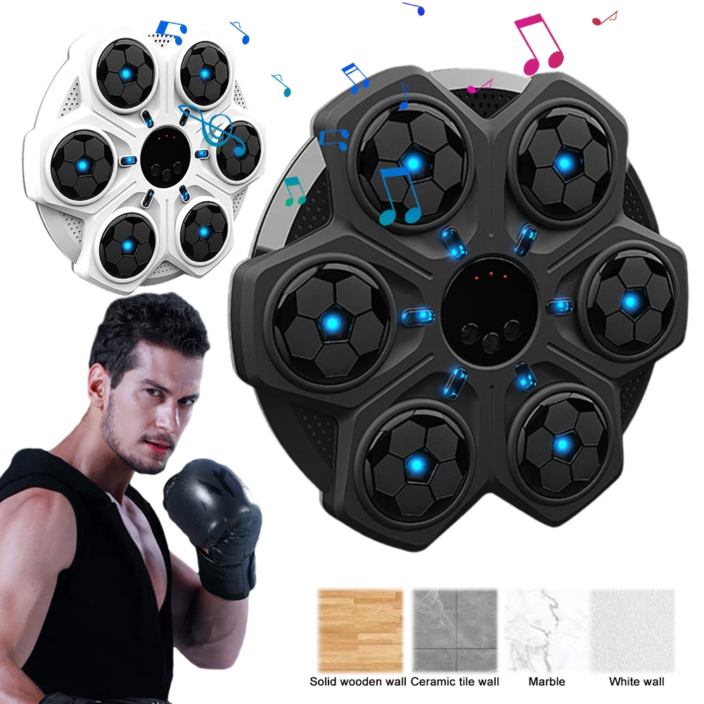 Music Boxing Machine Boxing Workout Machine Bluetooth-Compatible 6 Targets Boxing Trainer USB Rechargeable for Response Training