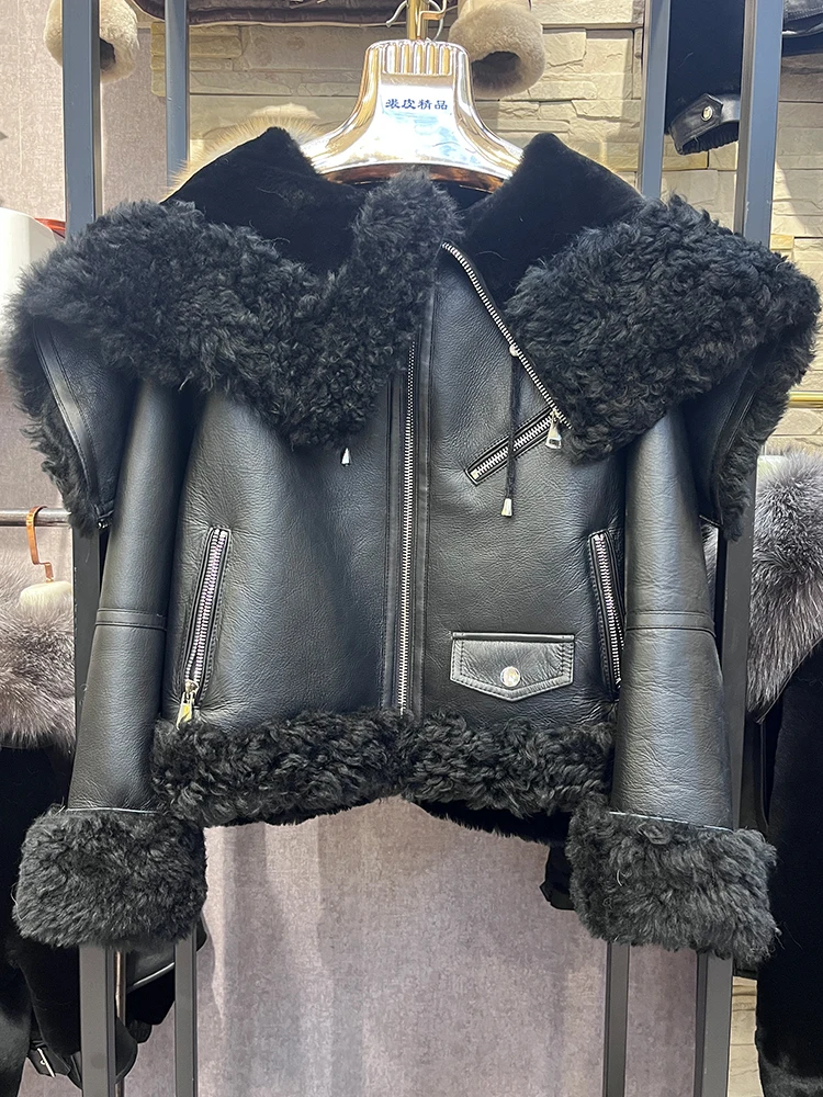 2024 Winter Women Thick Warm Real Natural Merino Sheep Fur Coat Double-faced Fur Luxury Female Coats Genuine Leather Jacket