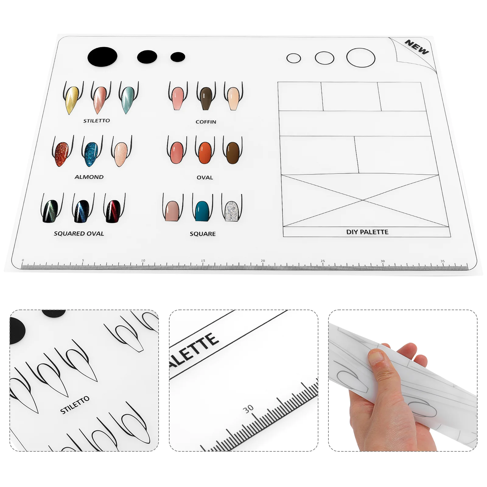 Nail Coloring Pad Acrylic Manicure Mat Practice Supply Silicone Fingernail Mats Model Kits