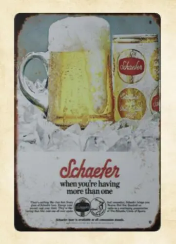 brewery bar man cave club art Schaefer Beer metal tin sign