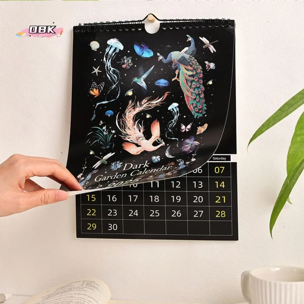 

Настенные лунные календари на 18 месяцев, 2025 год, INS, темный лес, английский настенный календарь, заметки, календарь-планировщик на 2024-2025 годы