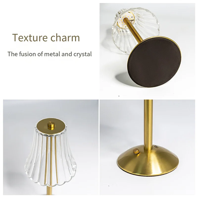 AONEQ-3X LED Crystal Decorative Table Lamp 800Mah Rechargeable Atmosphere Night Light 3-Levels Brightness For Restaurant Cafe