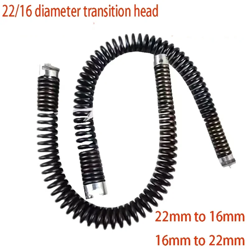 Pipe Dredging Spring Reducer Connector, 16mm to 22mm Diameter Transition Head for Electric Sewer Drain Cleaning Machine