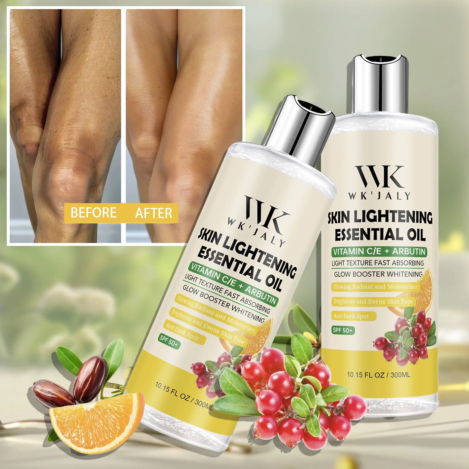 زيت الجسم المبيض من WK JALY، يزيل البقع الداكنة، معزز الوهج، ناعم، بشرة نظيفة، ترطيب عميق، مع زيت الجوجوبا، أربوتين #1